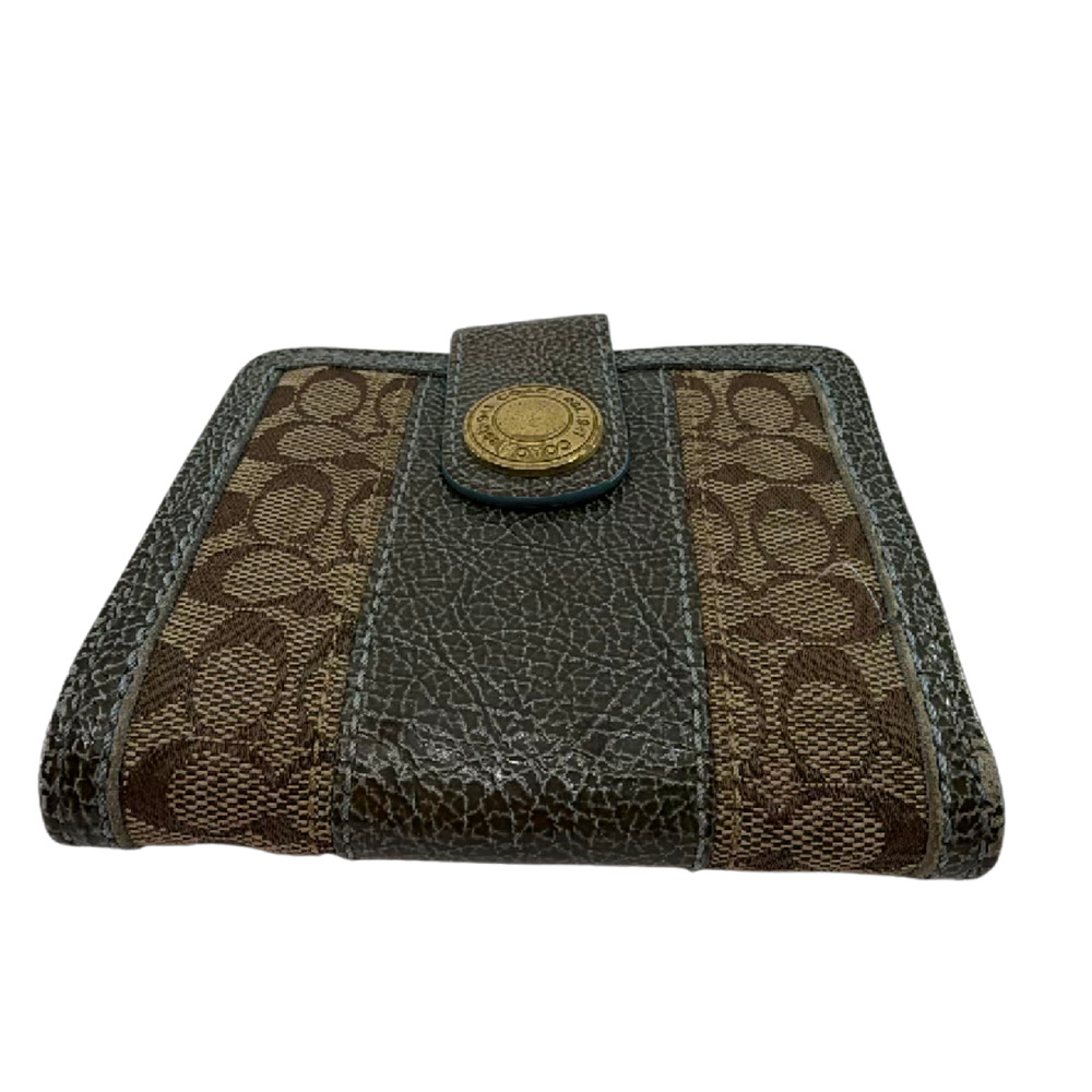 Coach Signature C Blue Leather Bifold Wallet